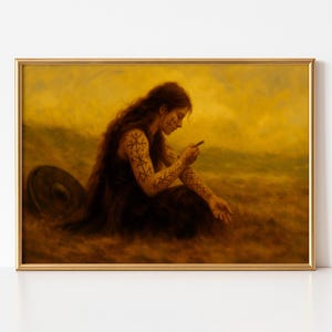 Viking Shieldmaiden Canvas Art: Norse Warrior Woman Painting