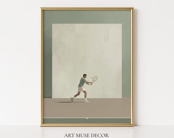Minimalist Tennis Player Art Print: Abstract Sport Poster