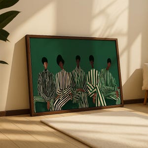 Modern Afrocentric Wall Art: Friends Black Painting, African Home Decor 画像 1