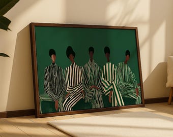 Modern Afrocentric Wall Art: Friends Black Painting, African Home Decor