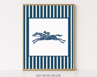 Equestrian Horse Rider Print: Vintage Polo Art, Grandmillennial Decor