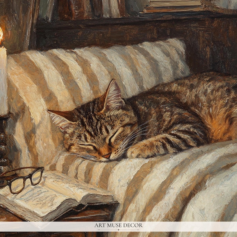 Brown Tabby Cat Print: Vintage Oil Painting, Pet Portrait - Etsy