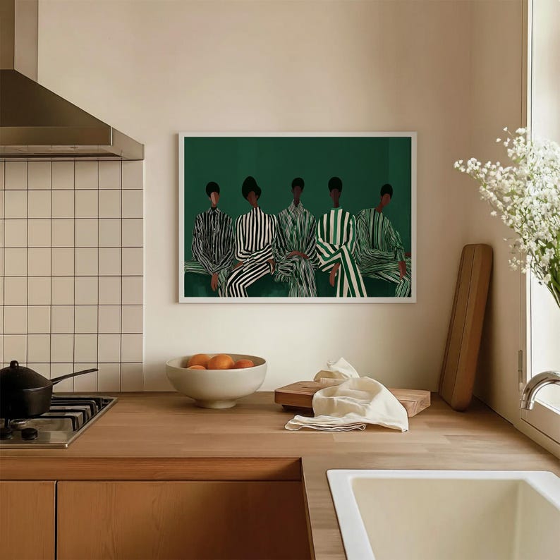 Modern Afrocentric Wall Art: Friends Black Painting, African Home Decor 画像 12