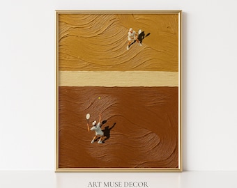 Tennis Match Painting Print: French Grand Slam Wall Art, Minimalist Athletic Decor