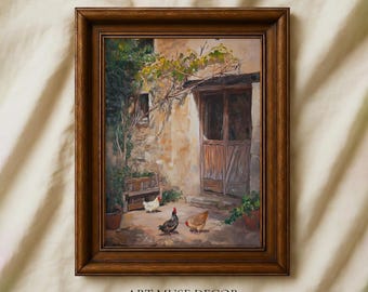 French Country Rooster Print: Vintage Farmhouse Wall Art