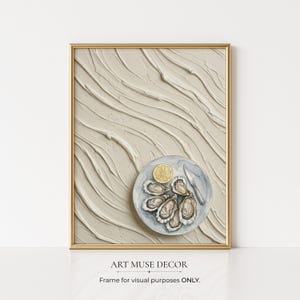 Oyster Platter Painting Print: Neutral Kitchen Decor, Beach House Wall Art