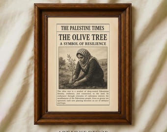Palestine Olive Tree Print: Vintage Newspaper Art