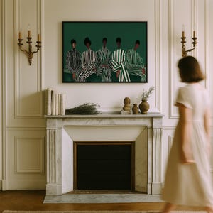 Modern Afrocentric Wall Art: Friends Black Painting, African Home Decor 画像 10