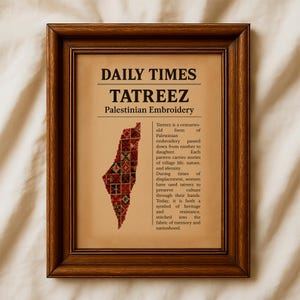 Palestinian Culture Wall Art Vintage Newspaper Palestine Decor Tatreez Education Decor Political Print Neutral Living Room Housewarming Gift