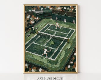 Tennis Court Painting Print: Minimalist Sport Art