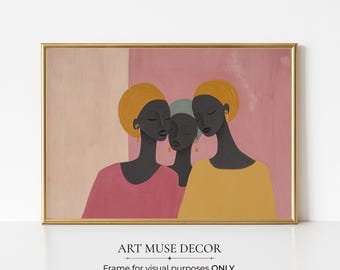 Women Afrocentric Art Print: Modern Boho Black Folk Art