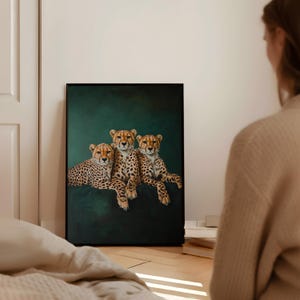 Smaragdgrüner Print Gepard: Minimalistisches Dschungeltier Poster, elegante Großkatzen Wandkunst Bild 14