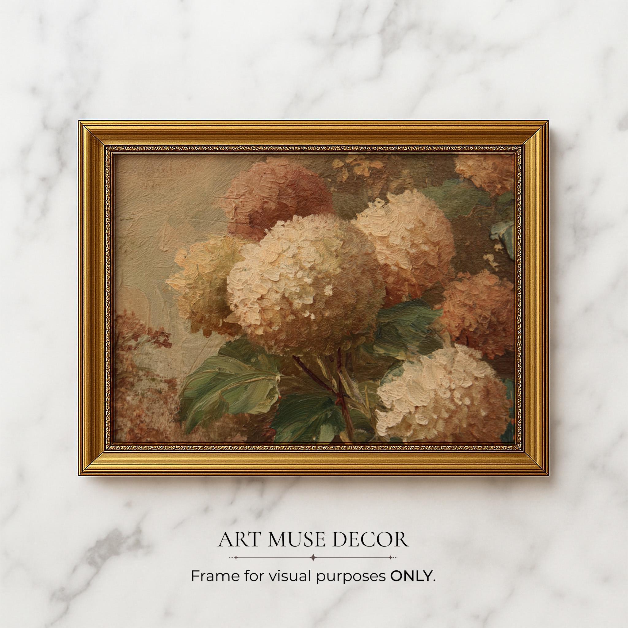Hydrangea Oil Painting Print: Farmhouse Decor, Vintage Floral Wall Art ...