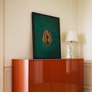 Estampado Leopard Love en verde esmeralda: Póster minimalista de animales de la jungla, arte mural de grandes felinos. imagen 11
