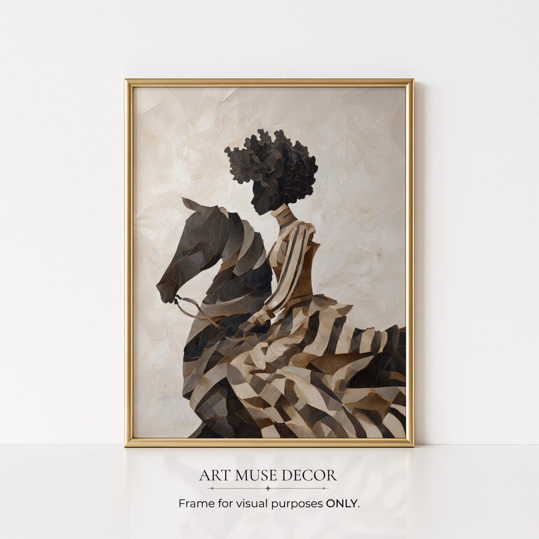 Black Woman and Horse Afrocentric Print: Empowering African Painting ...