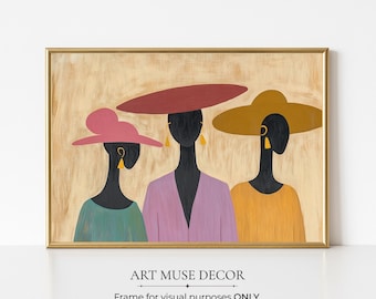 Afrocentric Boho Art Print: Earthy Tone Mid-Century Modern Decor