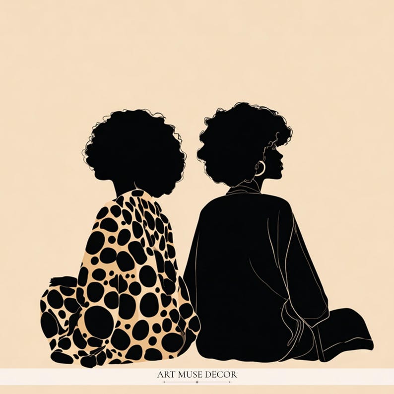 Boho Friends Afro Painting Print: Ethnic Fashion Art, Abstract Afrocentric Home Decor image 2