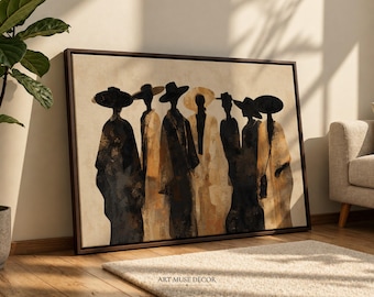 Modern Boho Afro Painting: Ethnic Art Print, Abstract Afrocentric Home Decor