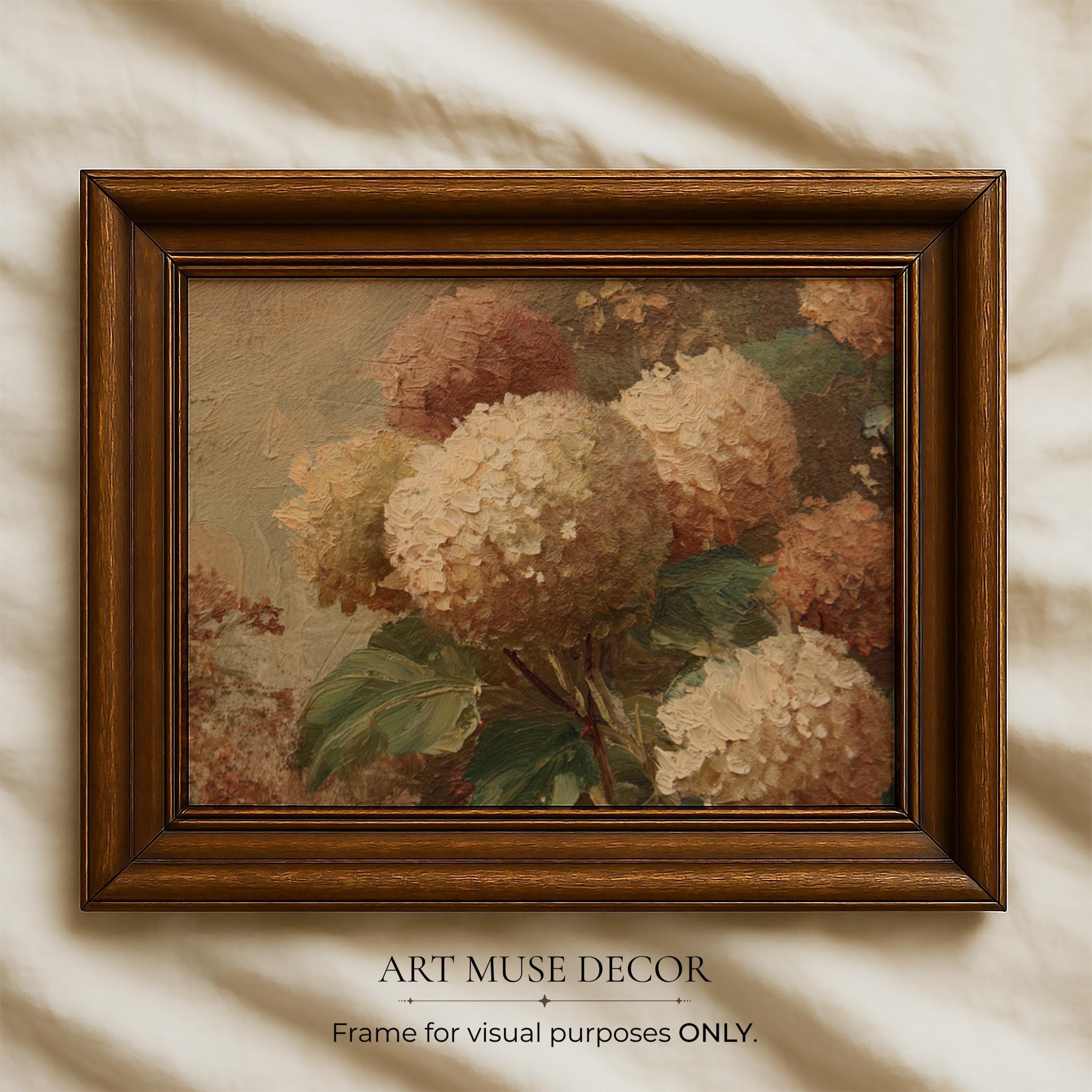 Hydrangea Oil Painting Print: Farmhouse Decor, Vintage Floral Wall Art ...