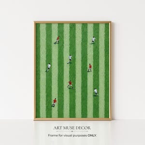 Moderne voetbalkunst aan de muur: Tiny People, Impasto-stijl, gestreepte decoratie voetbalkamer