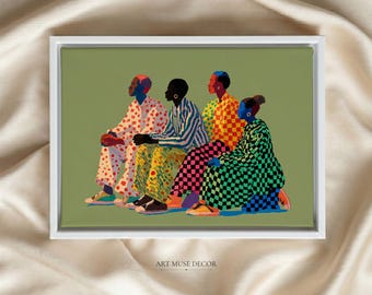 Afrocentric Wall Art: Black Fashion Decor, African Painting Print