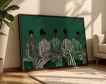 Modern Afrocentric Wall Art: Friends Black Painting, African Home Decor