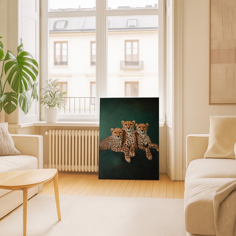 Smaragdgrüner Print Gepard: Minimalistisches Dschungeltier Poster, elegante Großkatzen Wandkunst Bild 13