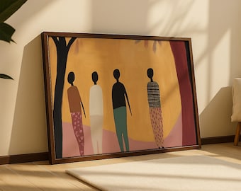 Afrocentric Art Print: Modern Boho Living Room Decor, Earthy Tones