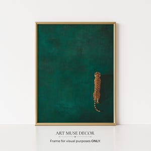 Impresión de tigre verde esmeralda: póster minimalista de animales de la selva, arte mural de vida silvestre
