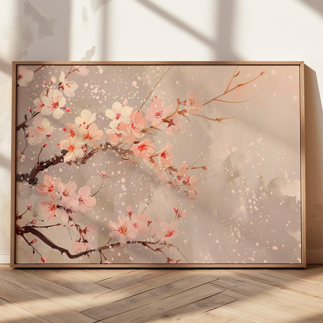 Cherry Blossom Wall Art Japanese Minimalist Print Soft Pink Sakura ...