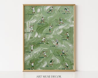 Tennisschilderij: minimalistische sport, decor countryclub