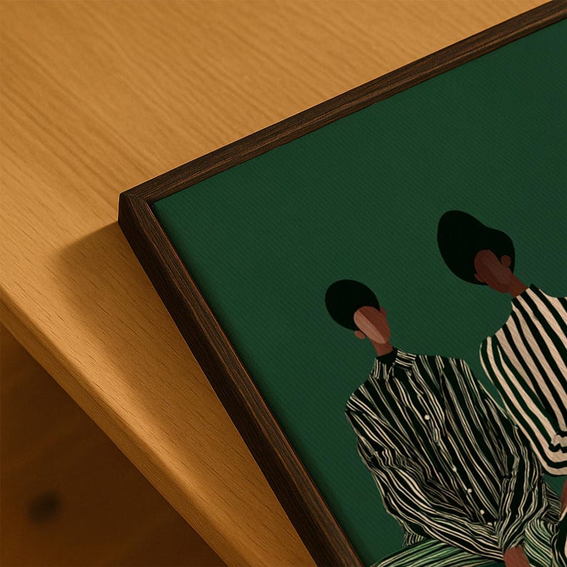 Modern Afrocentric Wall Art: Friends Black Painting, African Home Decor 画像 7