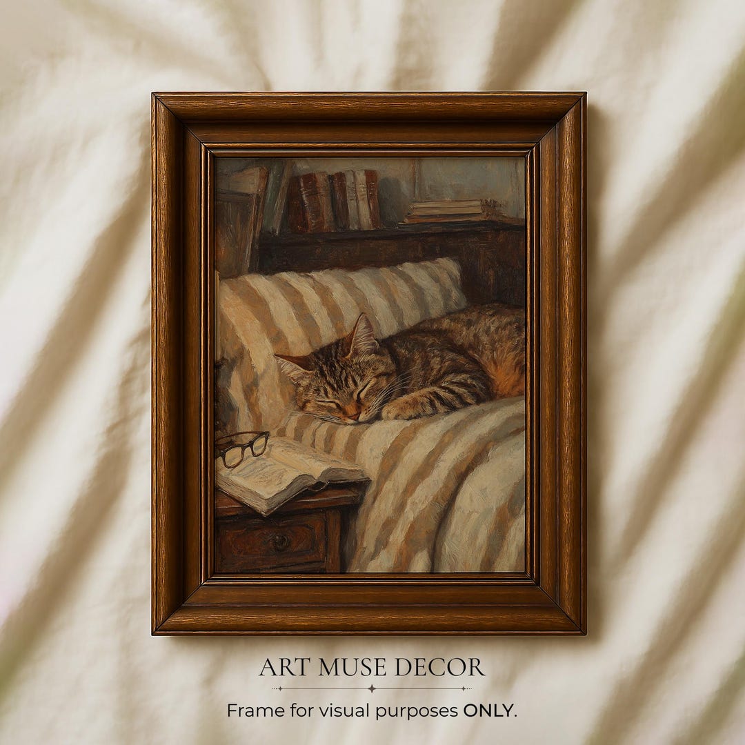 Brown Tabby Cat Print: Vintage Oil Painting, Pet Portrait - Etsy