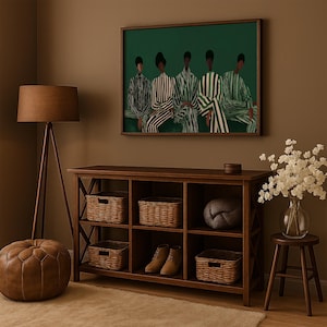Modern Afrocentric Wall Art: Friends Black Painting, African Home Decor 画像 8