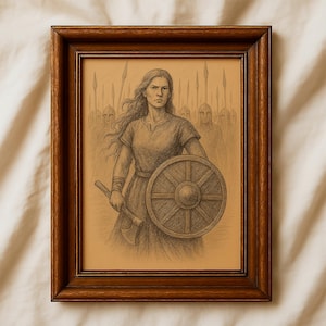 Viking Shieldmaiden Print: Nordic Warrior Art, Feminist Home Decor