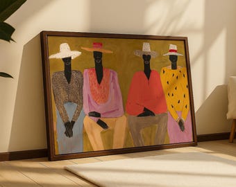 Afrocentric Boho Art Print: Earthy Tone Mid-Century Modern Wall Decor