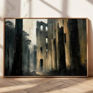 Abandoned Castle Old World Home Decor Medieval Burned Castle Wall Art Fine Art Gothic Mysterious Living Room Decor For Historic Fantasy Fan