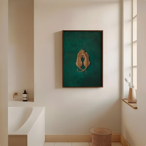 Estampado Leopard Love en verde esmeralda: Póster minimalista de animales de la jungla, arte mural de grandes felinos. imagen 12