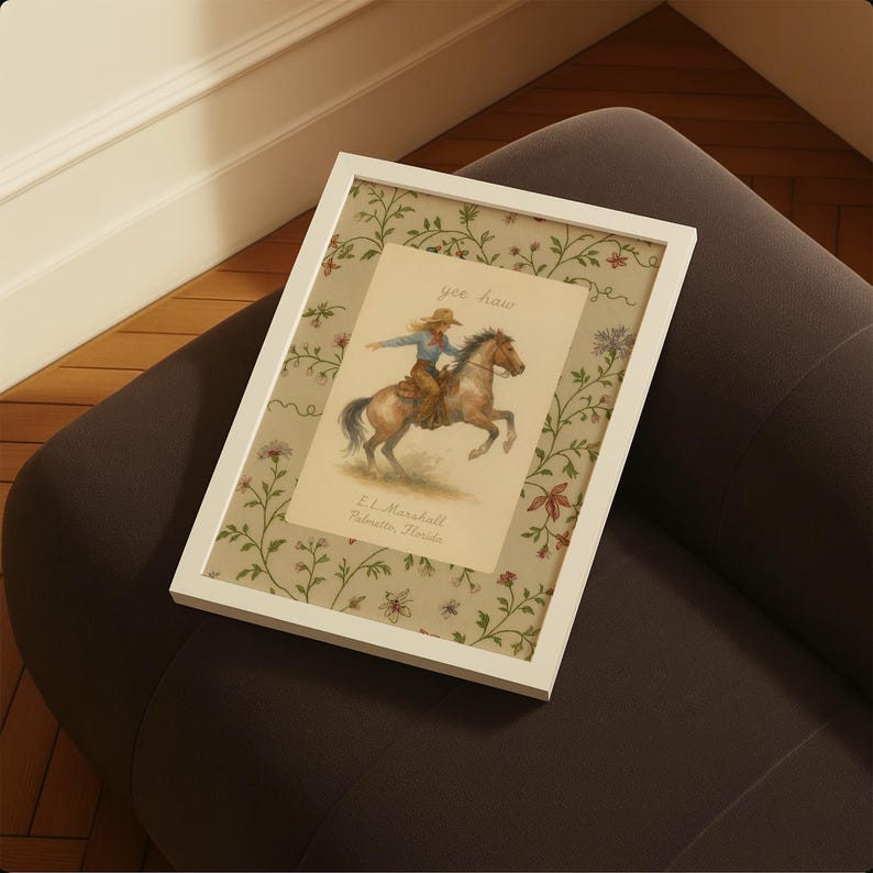 Estampado floral de vaquera vintage: decoración de equitación del oeste imagen 11