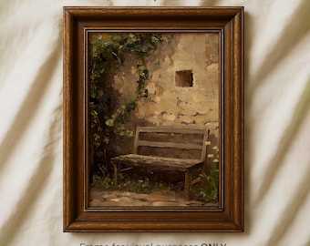 French Country Garden Bench Print: Vintage Farmhouse Wall Art