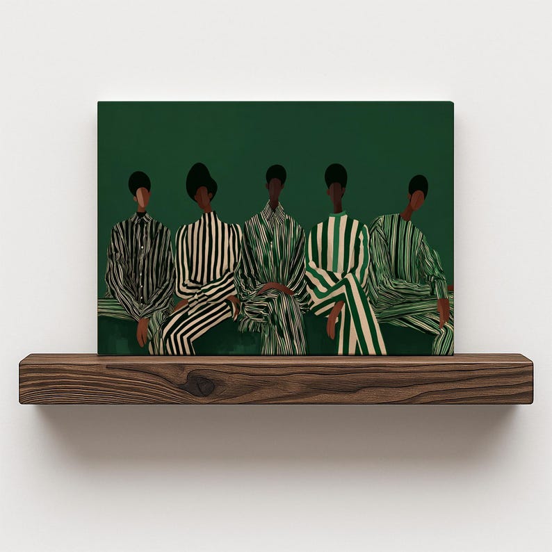 Modern Afrocentric Wall Art: Friends Black Painting, African Home Decor 画像 14