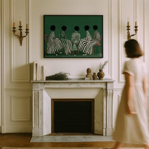 Girlfriends Modern Afrocentric Wall Art: Green Stripe Painting, African Home Decor image 10