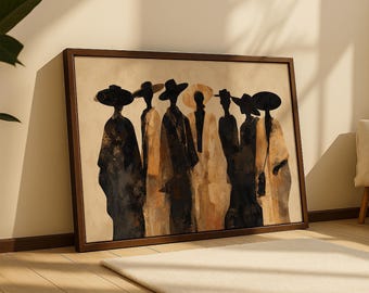 Modern Boho Afro Painting: Ethnic Art Print, Abstract Afrocentric Home Decor