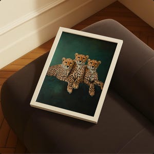 Smaragdgrüner Print Gepard: Minimalistisches Dschungeltier Poster, elegante Großkatzen Wandkunst Bild 9