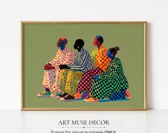Afrocentric Wall Art: Black Fashion Decor, African Painting Print