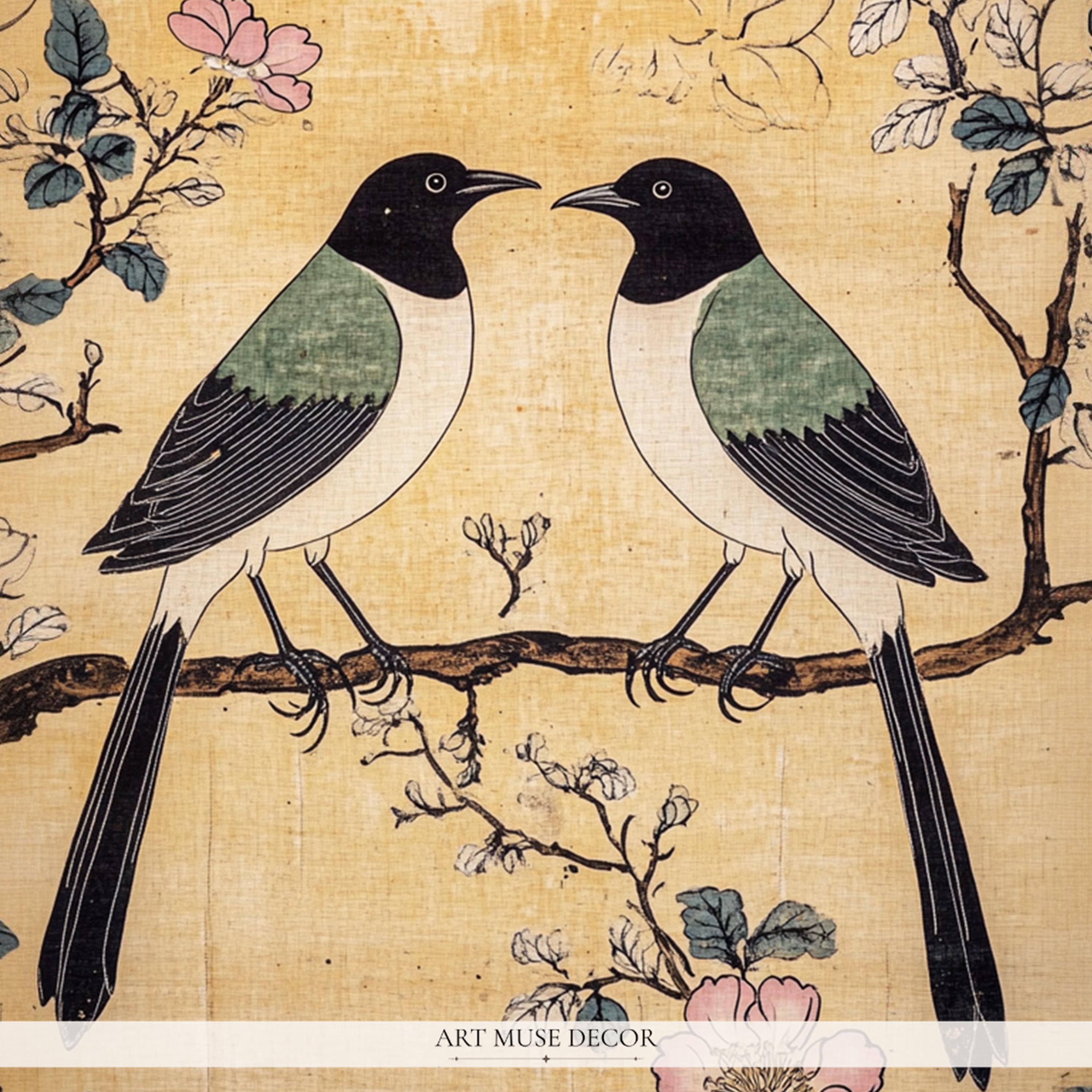 Magpie Korean Folk Art Print: Minhwa Bird Tapestry - Etsy