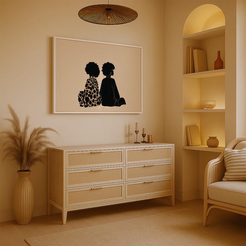 Boho Friends Afro Painting Print: Ethnic Fashion Art, Abstract Afrocentric Home Decor image 8