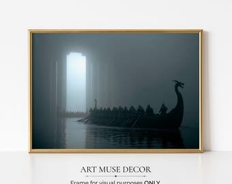 Gate to Valhalla Painting Print: Norse Mythology Wall Art, Viking Cottagecore Decor