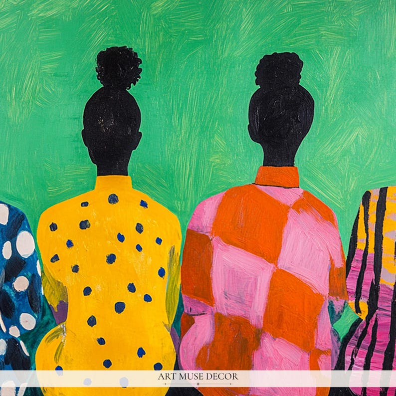 Modern Afro Female Figure Art Print: Afrocentric Boho Folk Art, Abstract Shapes image 2