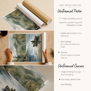 Rustic Fisherman Painting: Vintage Lake Cabin Print, Hunting Wall Art image 3